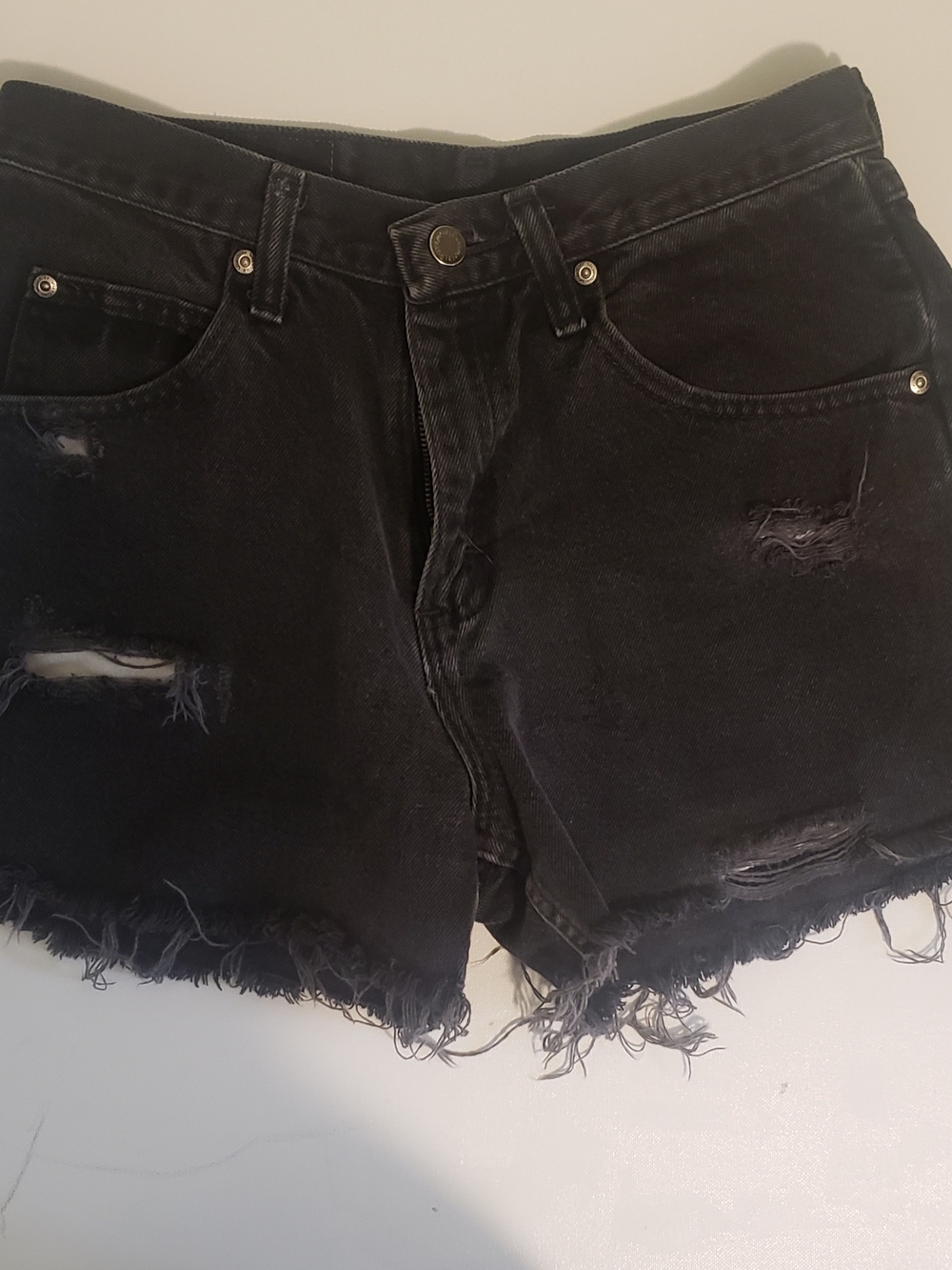 Wrangler Black Distressed Frayed Hem 30 X 30  Denim Shorts